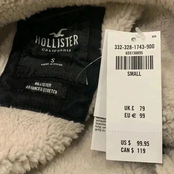 Hollister FAUX SHEARLING-LINED DENIM TRUCKER JACKET - Picture 6 of 6